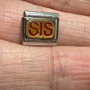 Nomination Italy SIS Red Enamel Gold Tone Stainless Steel 9mm Italian Charm Link